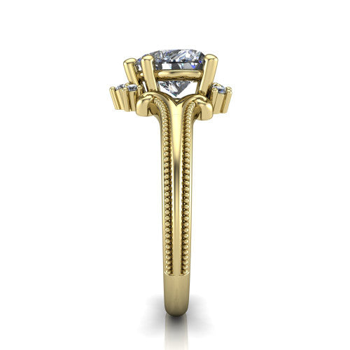 Valeria Heart Shape Halo Engagement Ring in 14K Yellow Gold