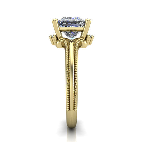 Valeria Princess Shape Halo Engagement Ring in 18K Yellow Gold
