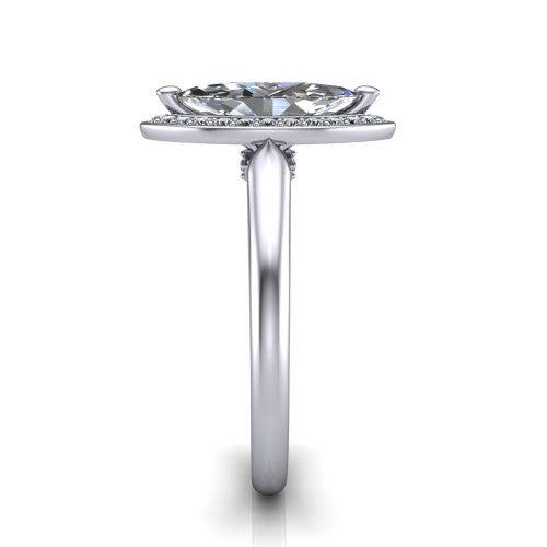 Wren Marquise Shape Halo Engagement Ring in 18K White Gold