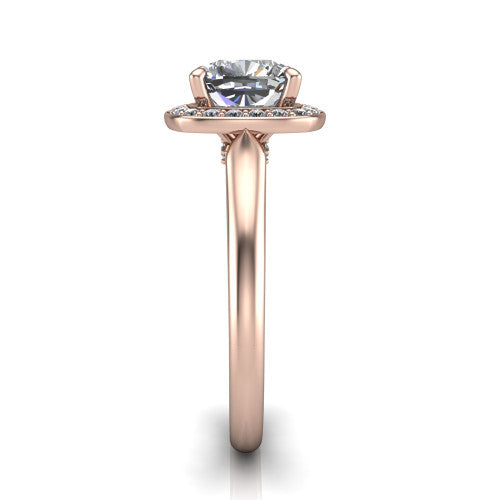Wren Cushion Shape Halo Engagement Ring in 14K Rose Gold