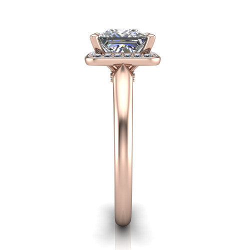 Wren Princess Shape Halo Engagement Ring in 14K Rose Gold