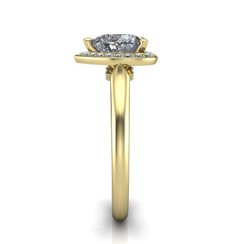 Wren Heart Shape Halo Engagement Ring in 14K Yellow Gold