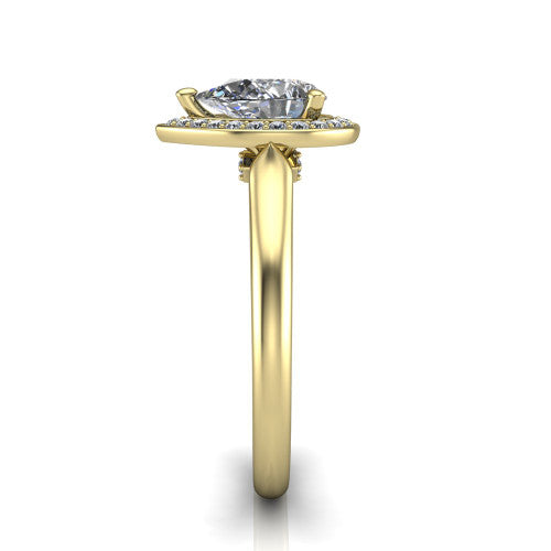 Wren Pear Shape Halo Engagement Ring in 18K Yellow Gold