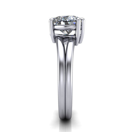 Lainey heart solitaire engagement ring in Platinum, side profile showing the prong head, polished tapered band, and comfort-fit profile