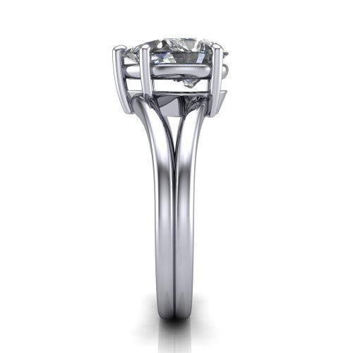 Lainey pear solitaire engagement ring in 18K White Gold, side profile showing the prong head, polished tapered band, and comfort-fit profile