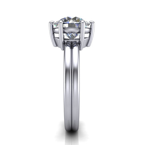 Lainey round solitaire engagement ring in Platinum, side profile showing the prong head, polished tapered band, and comfort-fit profile