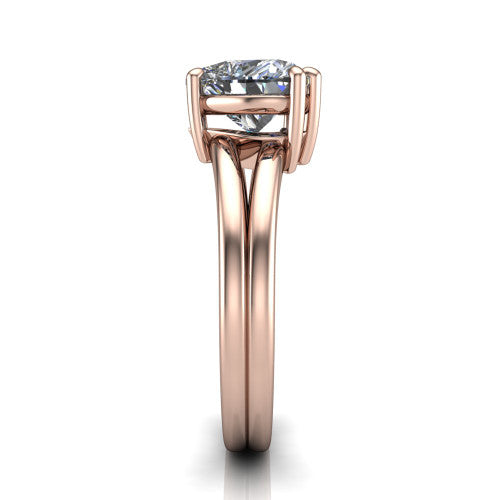 Lainey heart solitaire engagement ring in 14K Rose Gold, side profile showing the prong head, polished tapered band, and comfort-fit profile