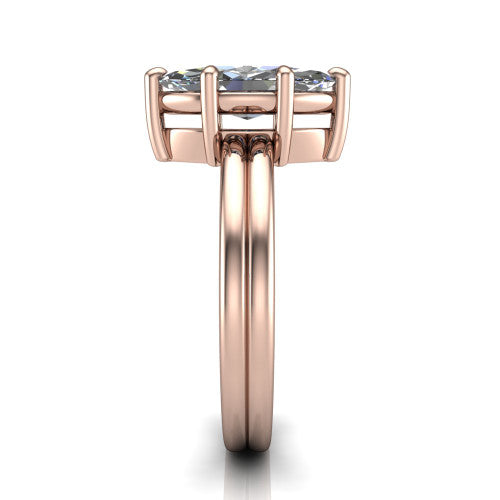 Lainey marquise solitaire engagement ring in 18K Rose Gold, side profile showing the prong head, polished tapered band, and comfort-fit profile