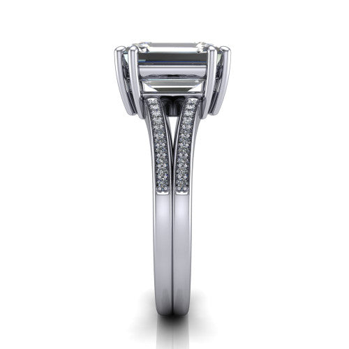 emerald diamond solitaire ring, platinum