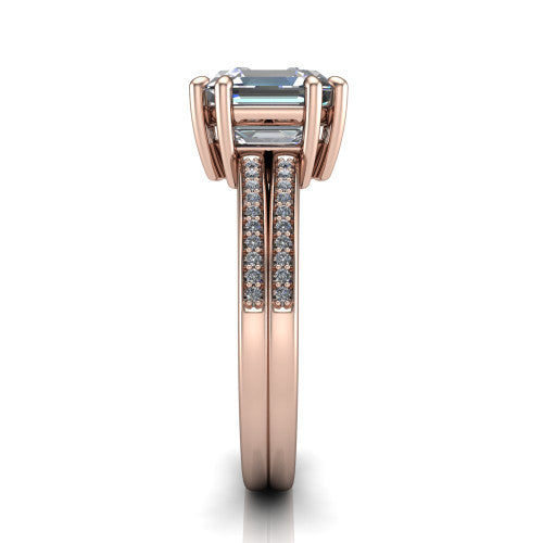 square emerald solitaire ring, 18k rose gold