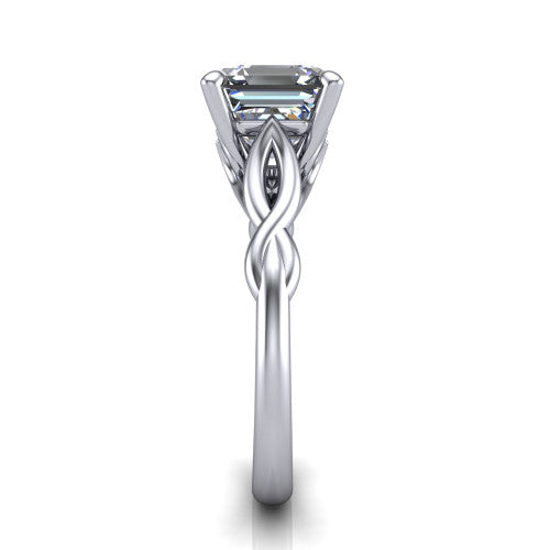 Ember Square Emerald Shape Halo Engagement Ring in 18K White Gold