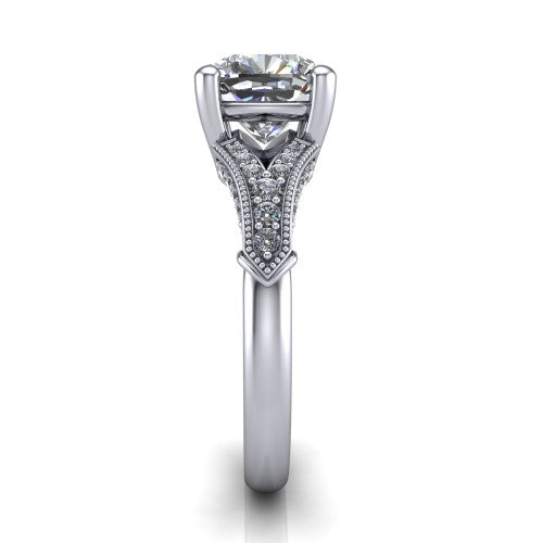 cushion diamond solitaire ring, 14k white gold
