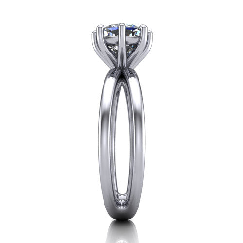 Rain cushion classic engagement ring in 14K White Gold, side profile showing the split twin-rail band in side view