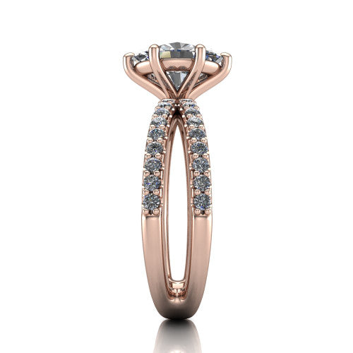 Stormy Oval Shape Classic Engagement Ring in 18K Rose Gold