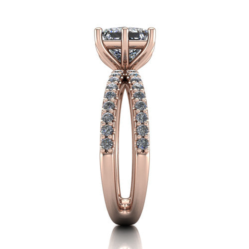 Stormy Princess Shape Classic Engagement Ring in 14K Rose Gold