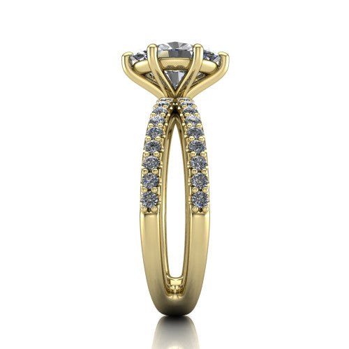 Stormy Oval Shape Classic Engagement Ring in 18K Yellow Gold