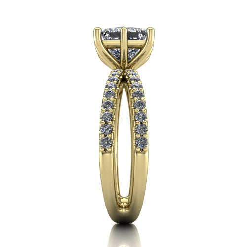 Stormy Princess Shape Classic Engagement Ring in 14K Yellow Gold