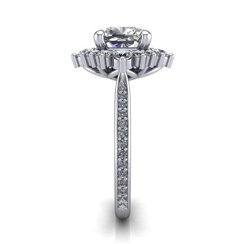 Zara Cushion Shape Halo Engagement Ring in Platinum
