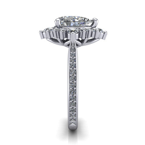 Zara Pear Shape Halo Engagement Ring in Platinum