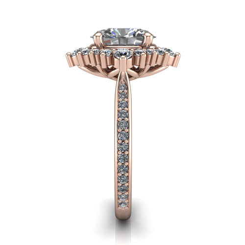 Zara Oval Shape Halo Engagement Ring in 18K Rose Gold