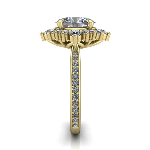 Zara Oval Shape Halo Engagement Ring in 14K Yellow Gold