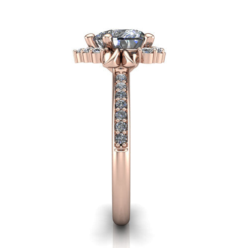 Amy Heart Shape Halo Engagement Ring in 14K Rose Gold