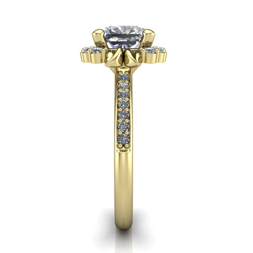 Amy Cushion Shape Halo Engagement Ring in 14K Yellow Gold