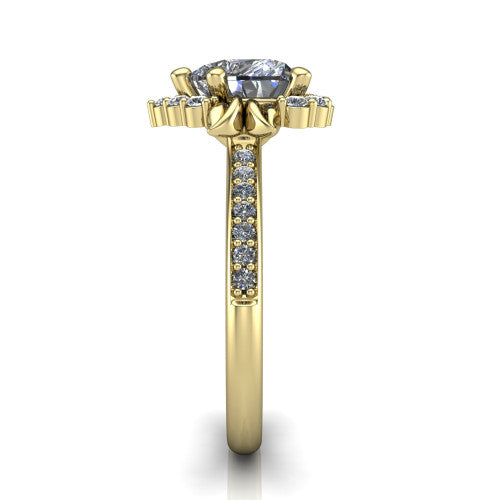 Amy Heart Shape Halo Engagement Ring in 14K Yellow Gold