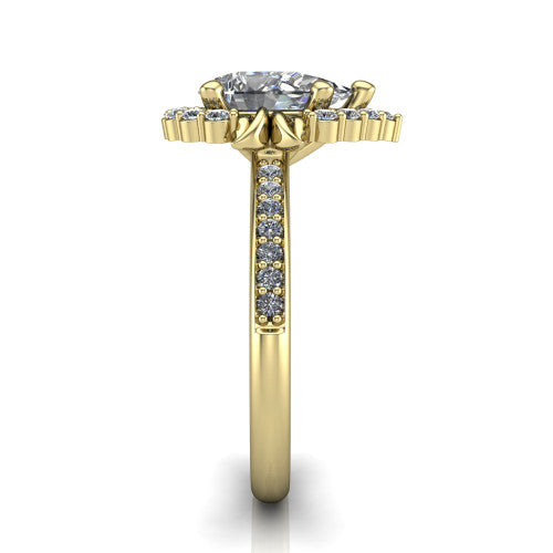 Amy Pear Shape Halo Engagement Ring in 18K Yellow Gold