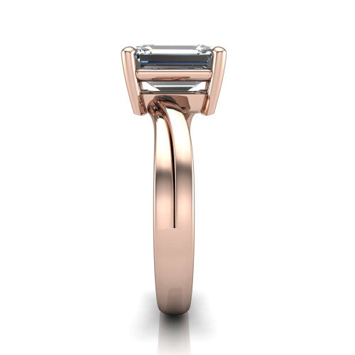Alana Emerald Shape Classic Engagement Ring in 18K Rose Gold