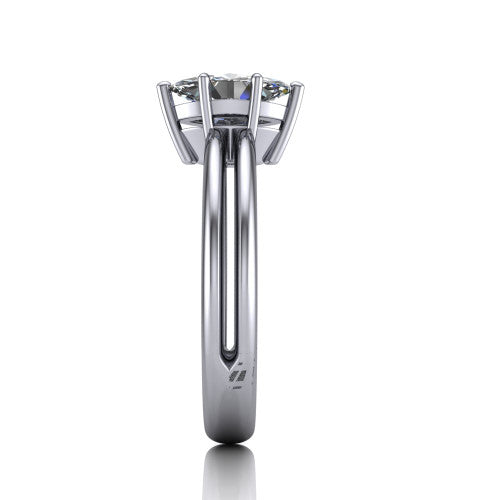Peyton marquise-cut classic engagement ring in Platinum, side profile showing the split shank dividing into two rails