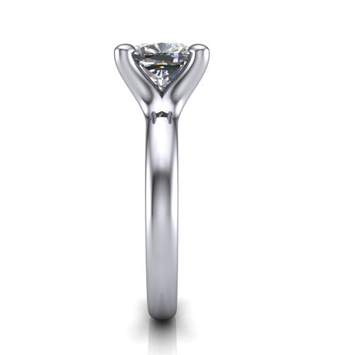 Brynlee cushion classic engagement ring in Platinum, side profile showing the polished band and comfort-fit profile in side view