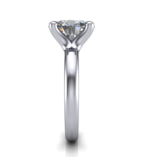 Brynlee oval classic engagement ring in 14K White Gold, side profile showing the polished band and comfort-fit profile in side view