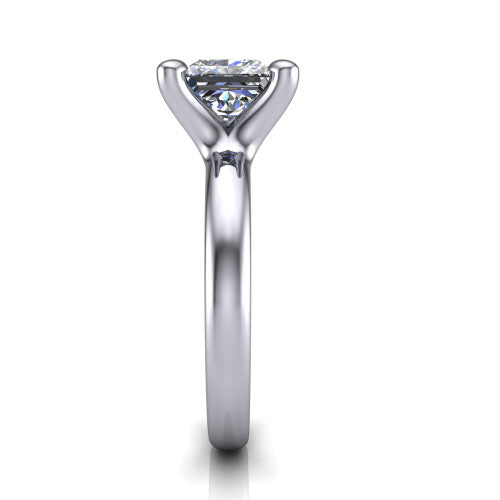 Brynlee princess-cut classic engagement ring in 14K White Gold, side profile showing the polished band and comfort-fit profile in side view