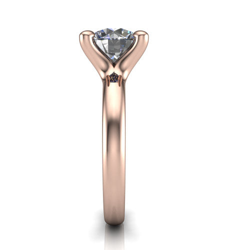 Brynlee round classic engagement ring in 14K Rose Gold, side profile showing the polished band and comfort-fit profile in side view
