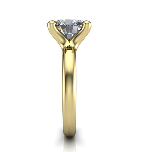 Brynlee oval classic engagement ring in 14K Yellow Gold, side profile showing the polished band and comfort-fit profile in side view