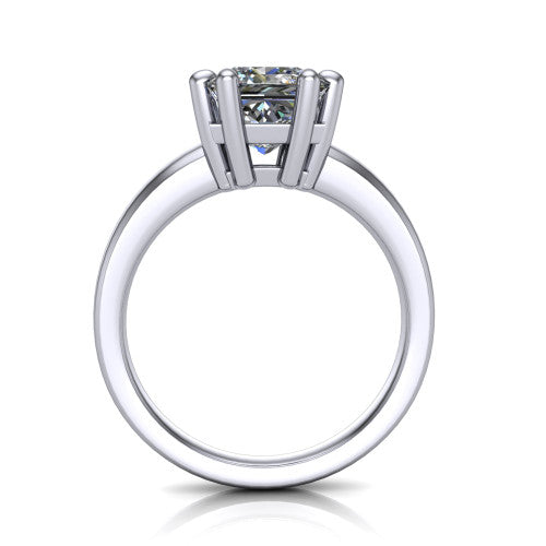 Vera Princess Shape Classic Engagement Ring in 14K White Gold