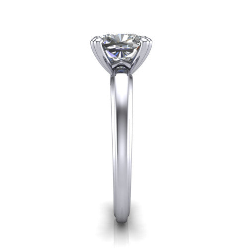 Erika cushion classic engagement ring in 14K White Gold, side profile showing the four-prong head and polished profile in side view