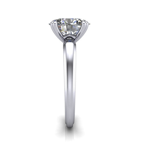 Erika oval classic engagement ring in 14K White Gold, side profile showing the four-prong head and polished profile in side view