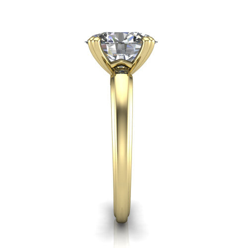 Erika oval classic engagement ring in 14K Yellow Gold, side profile showing the four-prong head and polished profile in side view