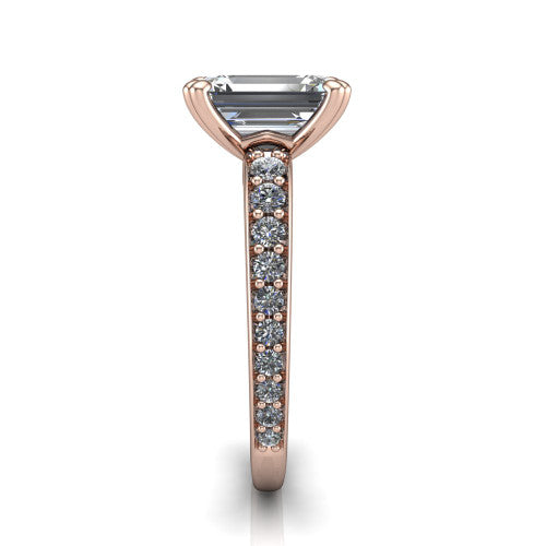 Sydney Emerald Shape Classic Engagement Ring in 14K Rose Gold