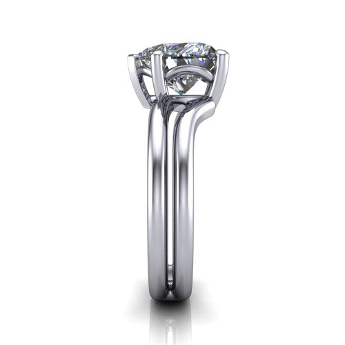 Khloe heart classic engagement ring in 14K White Gold, side profile showing the split polished band in side view