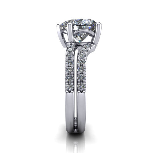 Alexandra Heart Shape Classic Engagement Ring in 14K White Gold