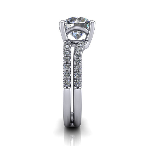 Alexandra Round Shape Classic Engagement Ring in 14K White Gold