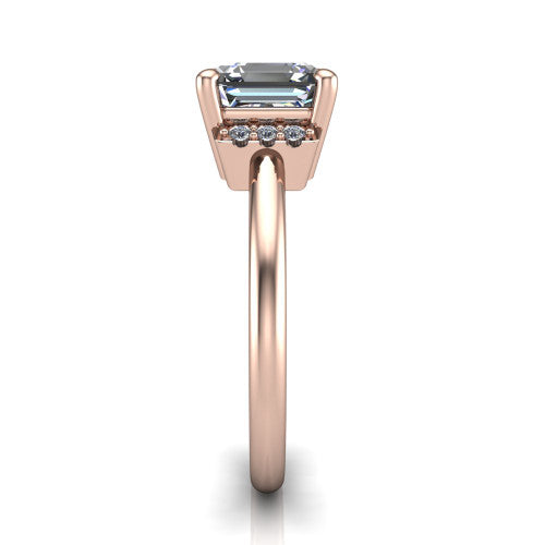 Taylor Square Emerald Shape Classic Engagement Ring in 18K Rose Gold