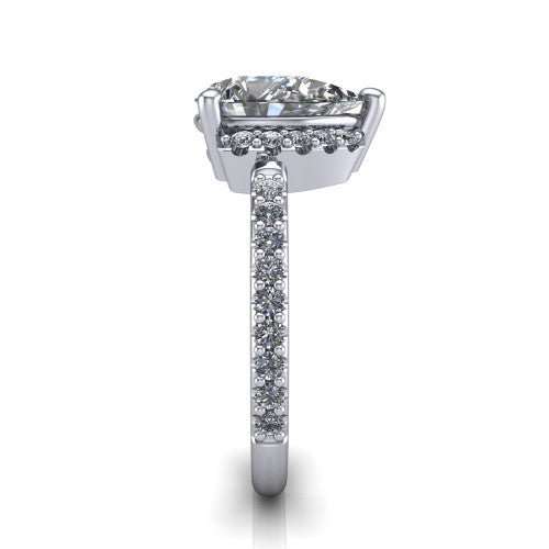 Ana Pear Shape Classic Engagement Ring in 18K White Gold