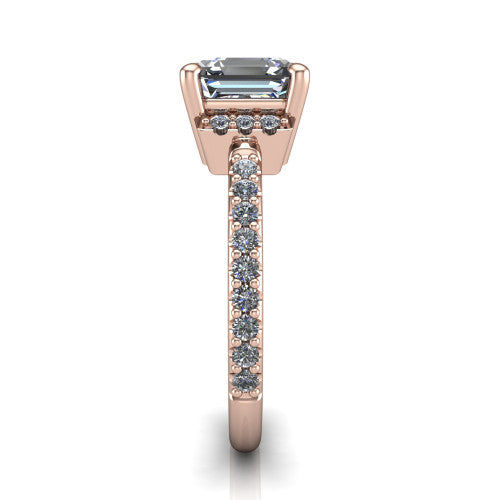 Ana Square Emerald Shape Classic Engagement Ring in 14K Rose Gold