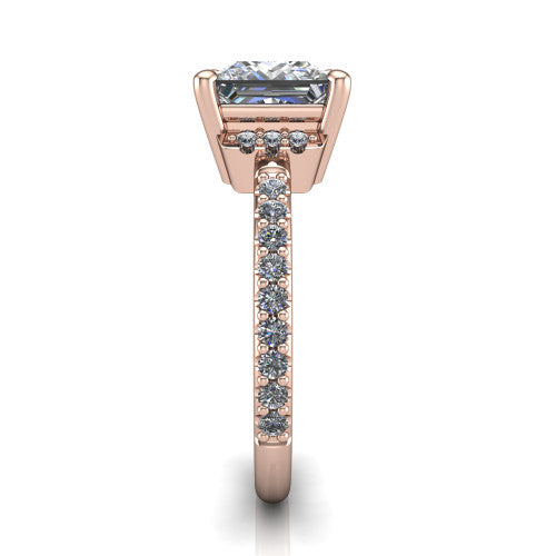 Ana Princess Shape Classic Engagement Ring in 18K Rose Gold