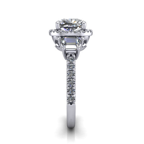 Amira Cushion Shape Halo Engagement Ring in 14K White Gold