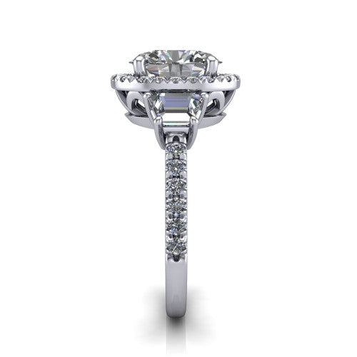 Amira Oval Shape Halo Engagement Ring in Platinum